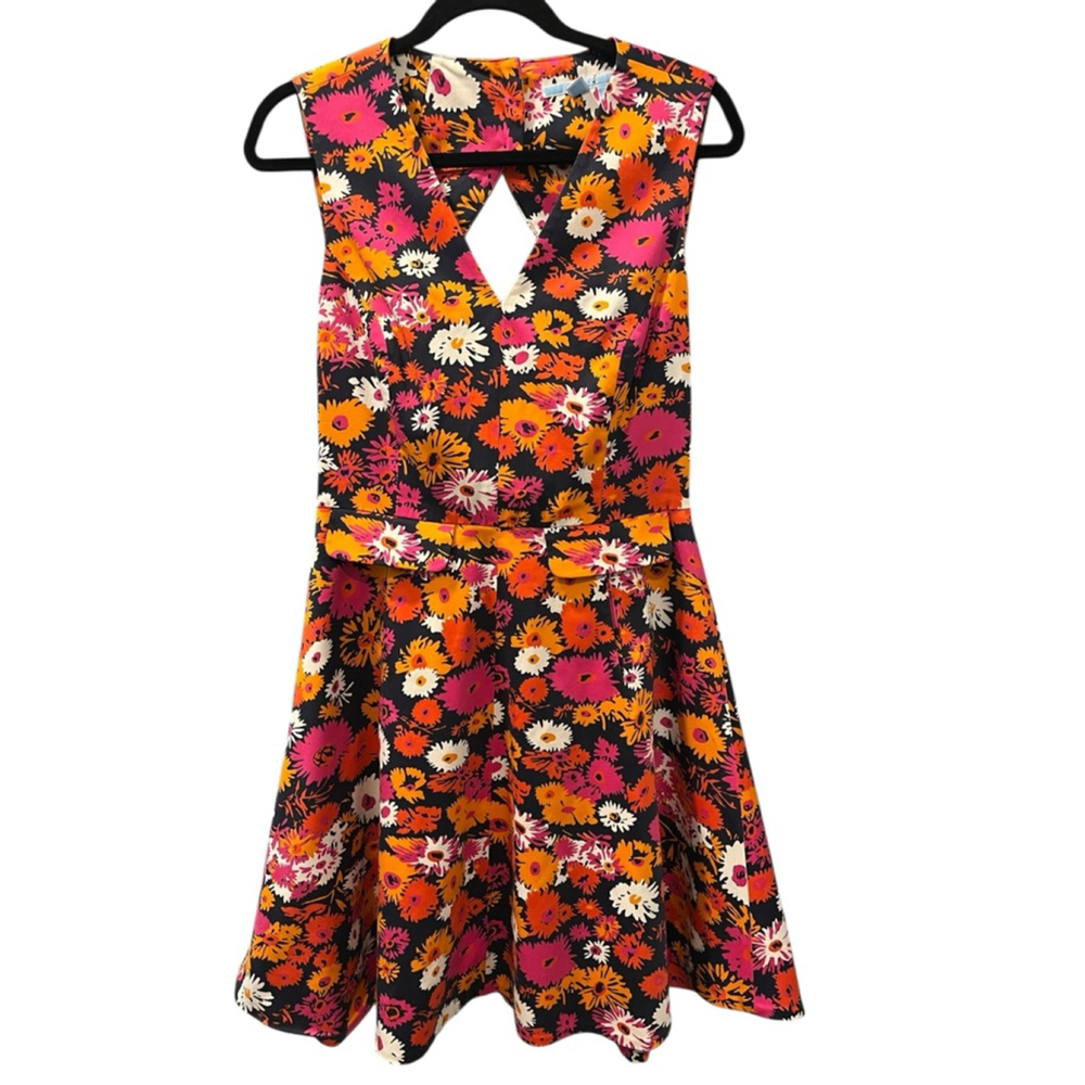 Draper James Open Back Floral Sleeveless Mini Dress Size 8 Lined Boho Buttons